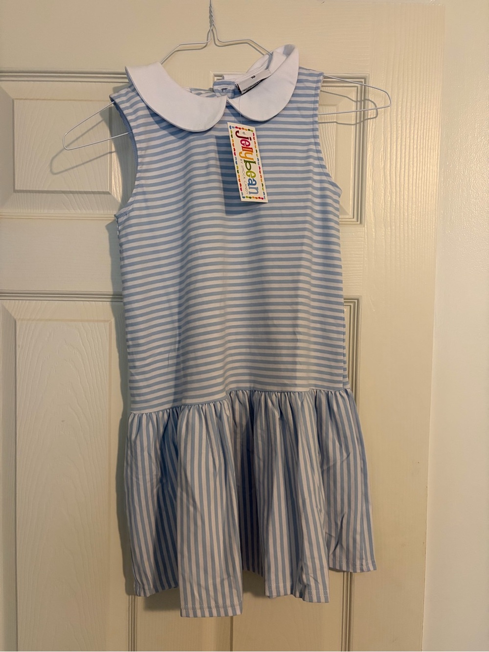 NWT Jellybean Classic Blue & White Striped Peter Pan Collar Girls' Dress